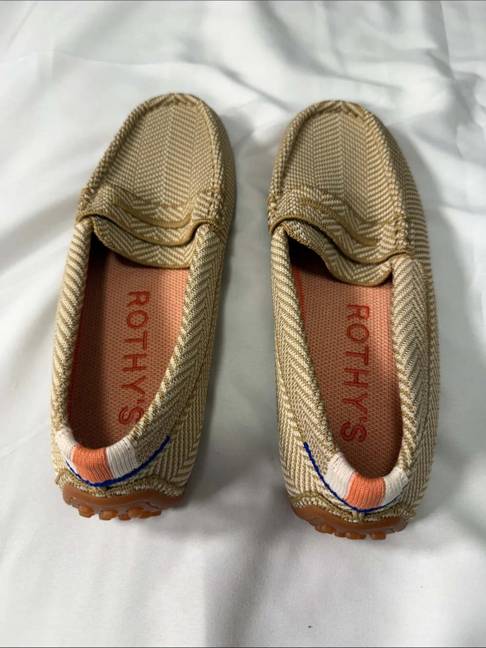 Rothy's Women’s Tan Herringbone Slip-On Loafers Size 6